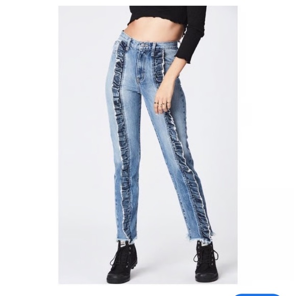 Carmar Denim - Carmar Two-Tone Light Blue Straight Leg Jeans with Frayed Trim